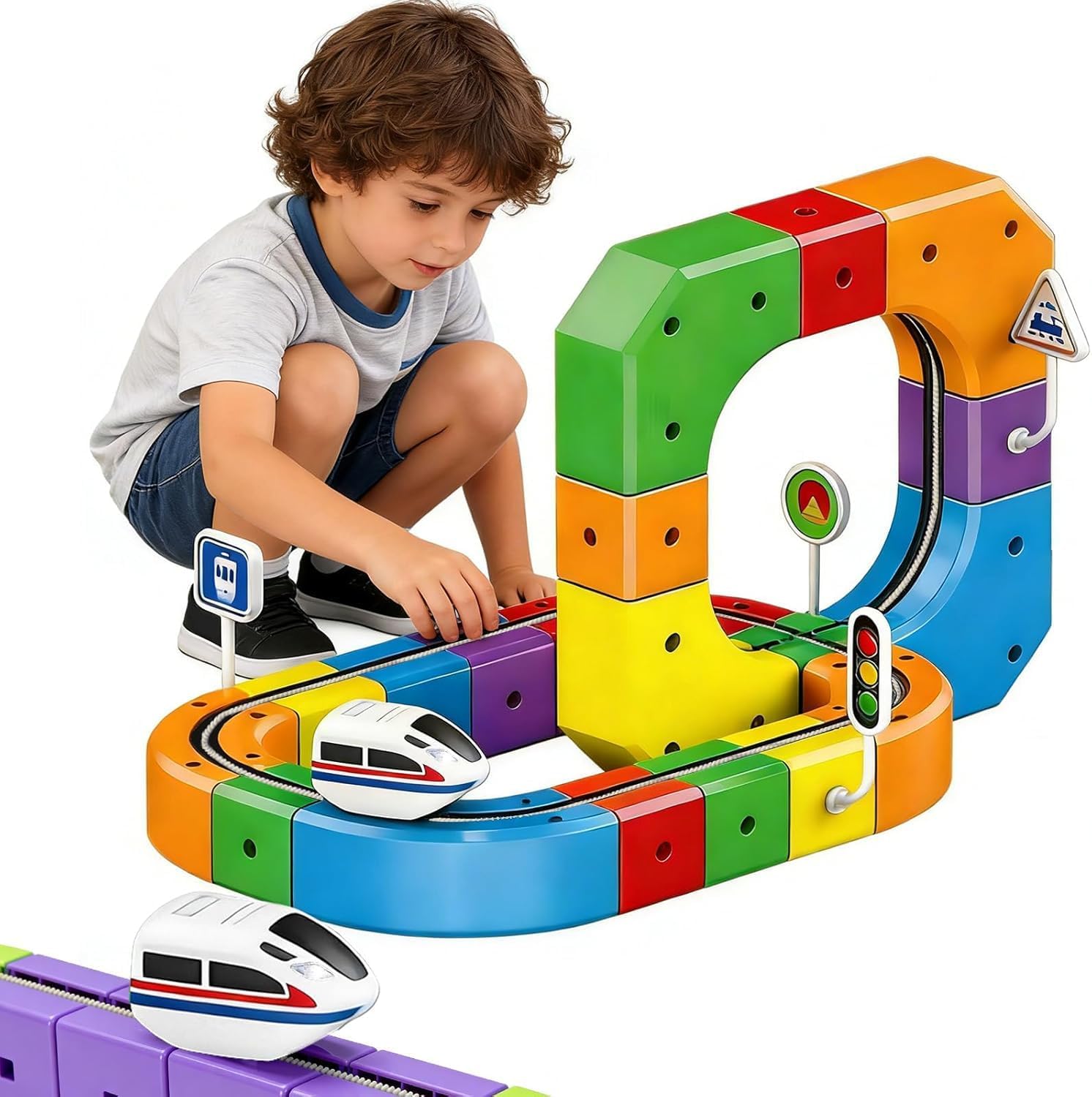 Electric Train Set, Track with Flexible Tracks , 51PCS