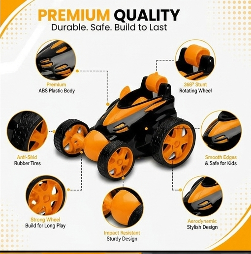 360 roller remote  stunt car with spray smoke - Orange