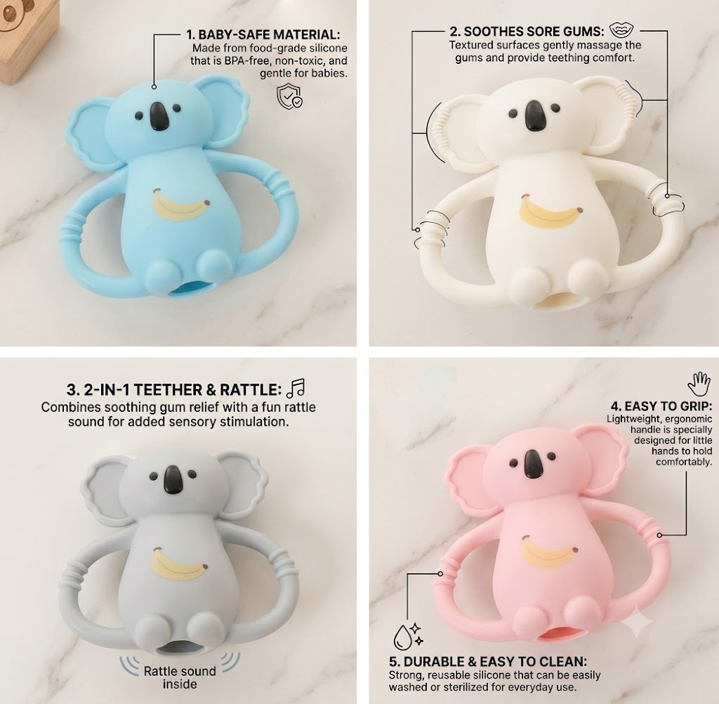 Teether & Rattle Koala Round