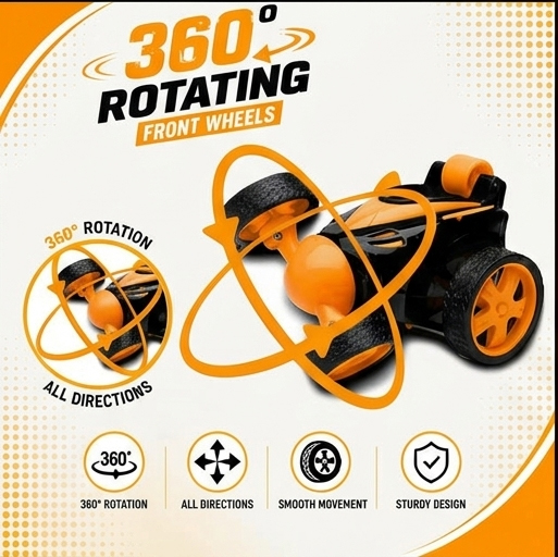 360 roller remote  stunt car with spray smoke - Orange