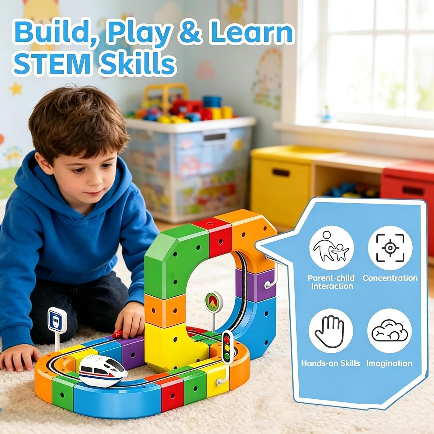 Electric Train Set, Track with Flexible Tracks , 51PCS
