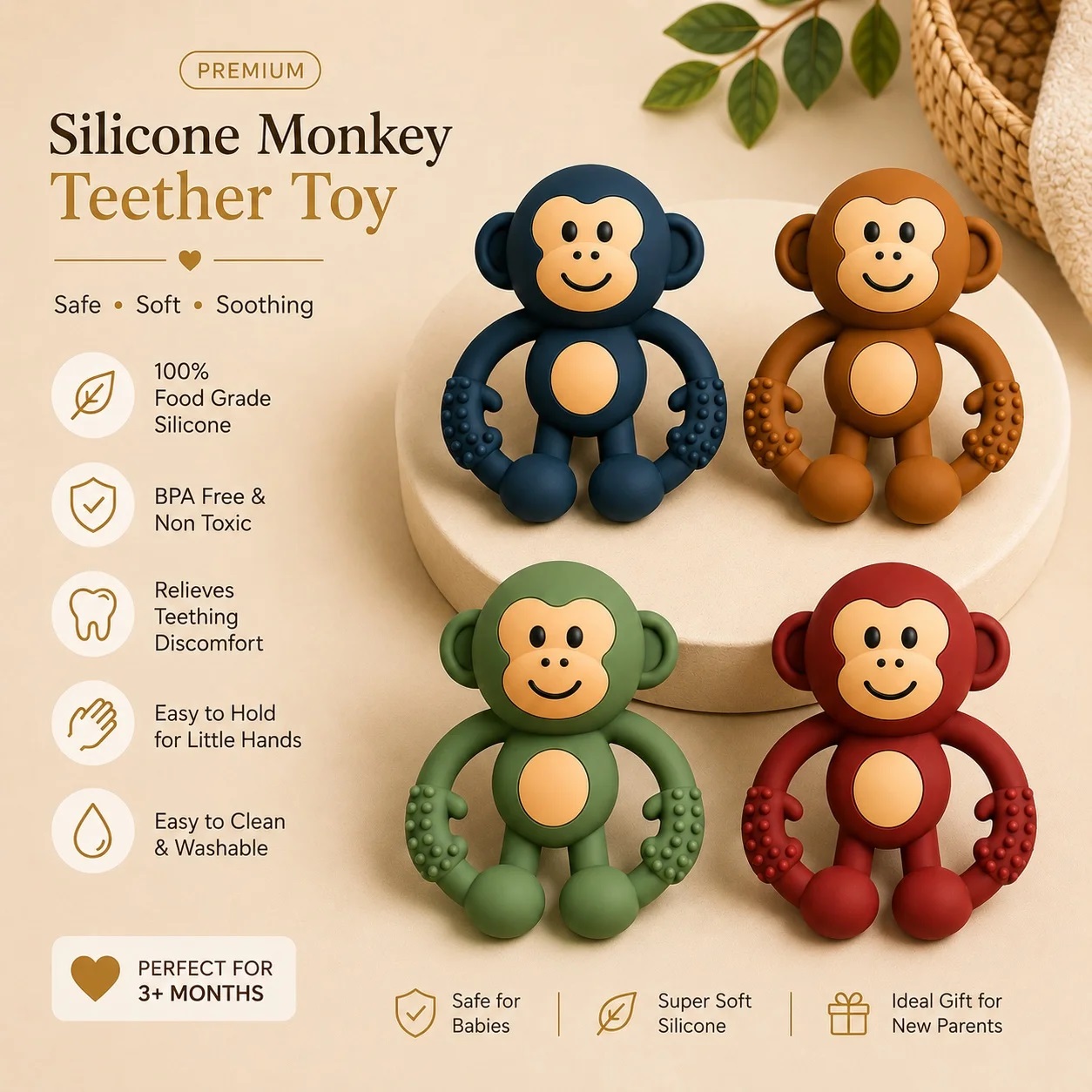 Teether & Rattle Monkey