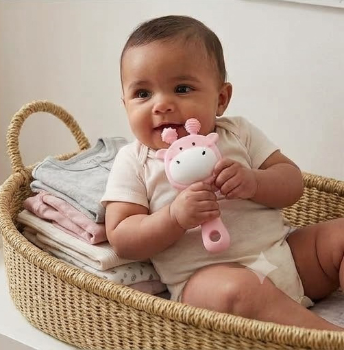 Teether & Rattle Hippo stick