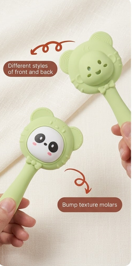 Teether & Rattle Panda Stick GreenWhite