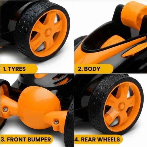 360 roller remote  stunt car with spray smoke - Orange
