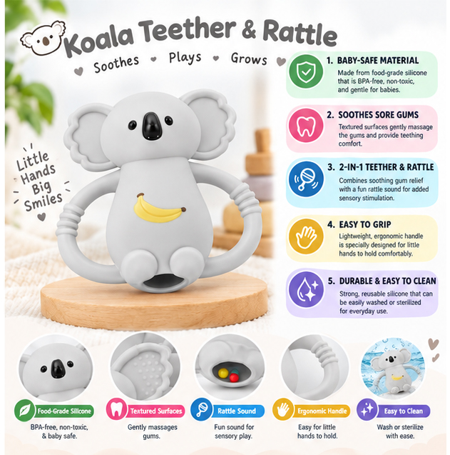 Teether & Rattle Koala Round