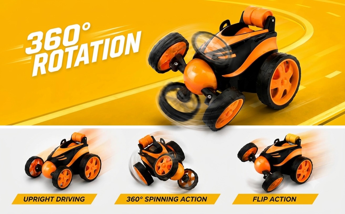 360 roller remote  stunt car with spray smoke - Orange