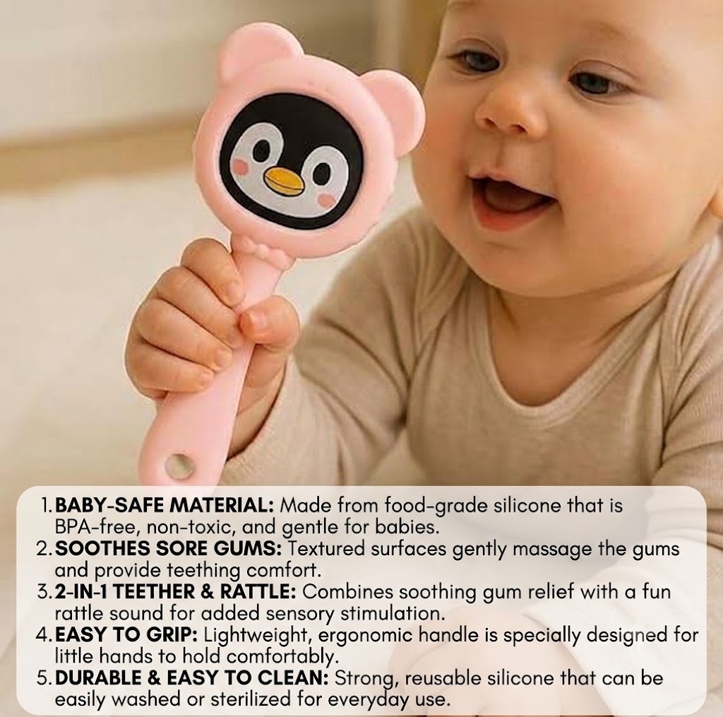Teether & Rattle Panda Stick pinkBlack